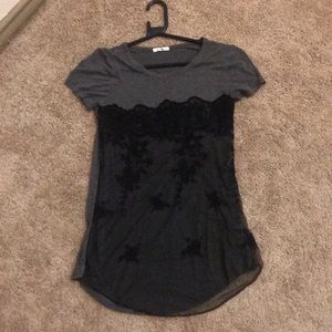 Lace and charcoal shirt